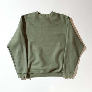00's Lands' End オリーブ 鹿の子 前V 無地 スウェット シャツ