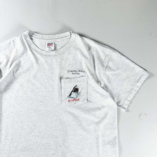 90's "made in USA" anvil 耳付き ポケット サメ 両面プリント Tシャツ