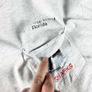 90's "made in USA" anvil 耳付き ポケット サメ 両面プリント Tシャツ