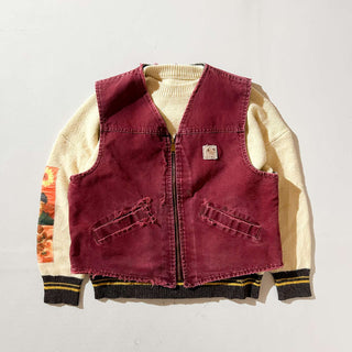 90's〜 Carhartt ボロ 裏ボア ダックベスト(バーガンディ)