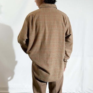 90's～ OLD RALPH LAUREN グレンチェック ワイドカラー L/Sネルシャツ