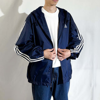90's adidas フーディー フルジップ ナイロン ジャケット