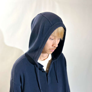 00's CHAPS ネイビー ヘンリーネック ニット パーカ