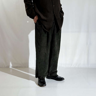 90's NAUTICA オリーブ 2タック コーデュロイ ワイド パンツ