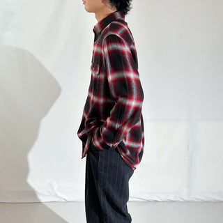 00's GEORGE コットン×レーヨン 比翼ボタンダウン オンブレ風  L/Sネルシャツ