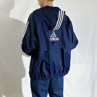 90's adidas フーディー フルジップ ナイロン ジャケット