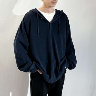 00's CHAPS ネイビー ヘンリーネック ニット パーカ