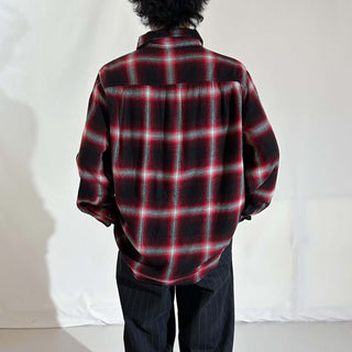 00's GEORGE コットン×レーヨン 比翼ボタンダウン オンブレ風  L/Sネルシャツ