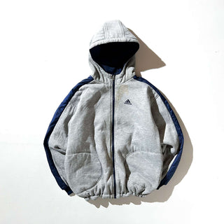 90's adidas ナイロン×スウェット フーデッド リバーシブル シェル ジャケット