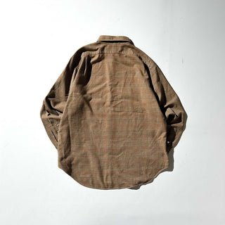 90's～ OLD RALPH LAUREN グレンチェック ワイドカラー L/Sネルシャツ