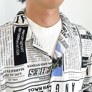 00's No Boundaries レーヨン フォト 総柄 オープンカラー S/Sシャツ