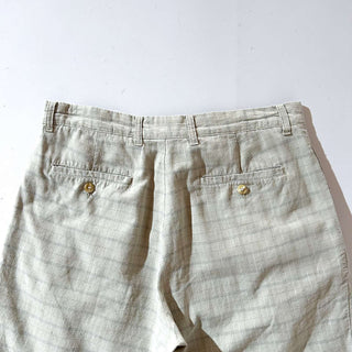 90's CLUB ROOM リネン×コットン チェック 2タック スラックス ショーツ