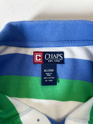 CHAPS マルチボーダー ワンポイント刺繍 S/Sポロシャツ