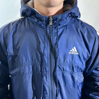 90's adidas ナイロン×スウェット フーデッド リバーシブル シェル ジャケット