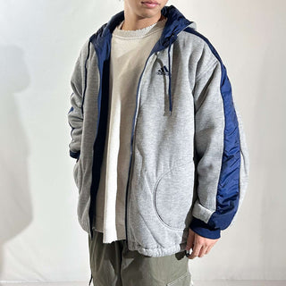 90's adidas ナイロン×スウェット フーデッド リバーシブル シェル ジャケット