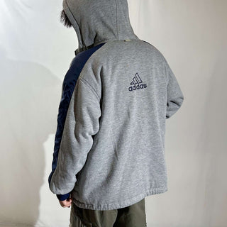 90's adidas ナイロン×スウェット フーデッド リバーシブル シェル ジャケット