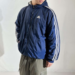 90's adidas ナイロン×スウェット フーデッド リバーシブル シェル ジャケット