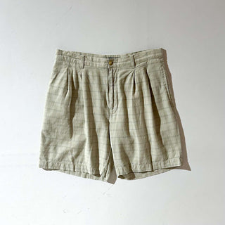 90's CLUB ROOM リネン×コットン チェック 2タック スラックス ショーツ