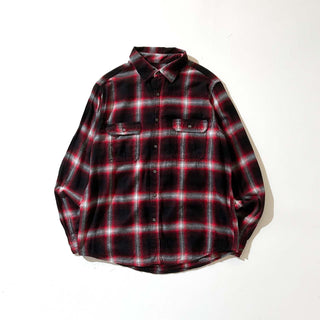 00's GEORGE コットン×レーヨン 比翼ボタンダウン オンブレ風  L/Sネルシャツ