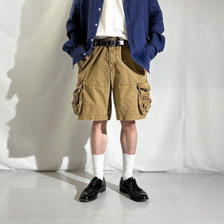 90's～ OLD RALPH LAUREN ６ポケット カーゴ ショーツ(カーキ)