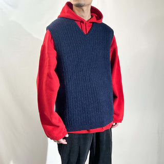 90's Eddie Bauer ダークネイビー ウール ニット ベスト