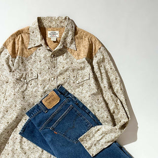 90's～ POLO JEANS CO. RALPH LAUREN 総柄 ウエスタン L/Sシャツ