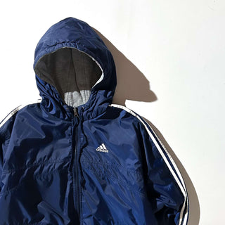 90's adidas ナイロン×スウェット フーデッド リバーシブル シェル ジャケット