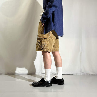 90's～ OLD RALPH LAUREN ６ポケット カーゴ ショーツ(カーキ)