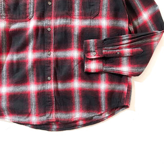 00's GEORGE コットン×レーヨン 比翼ボタンダウン オンブレ風  L/Sネルシャツ