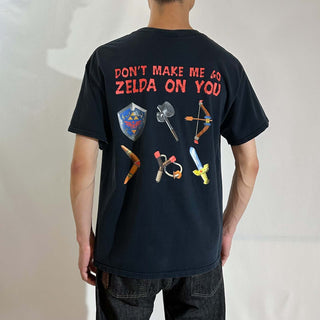 00's FRUIT OF THE LOOM "DON'T MAKE ME GO ZELDA ON YOU" キャラクター 両面プリント Tシャツ