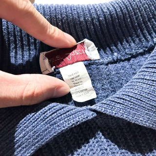 90's～00's "made in USA" sarah Arizona 襟付き ニット セーター(ネイビー)