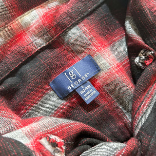 00's GEORGE コットン×レーヨン 比翼ボタンダウン オンブレ風  L/Sネルシャツ