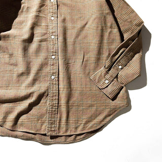 90's～ OLD RALPH LAUREN グレンチェック ワイドカラー L/Sネルシャツ