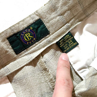90's CLUB ROOM リネン×コットン チェック 2タック スラックス ショーツ