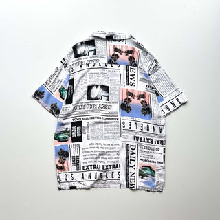 00's No Boundaries レーヨン フォト 総柄 オープンカラー S/Sシャツ