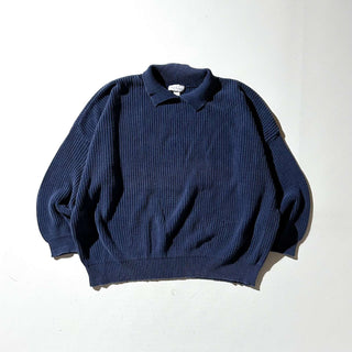 90's～00's "made in USA" sarah Arizona 襟付き ニット セーター(ネイビー)