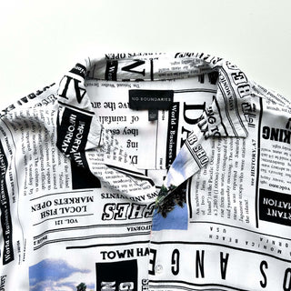 00's No Boundaries レーヨン フォト 総柄 オープンカラー S/Sシャツ