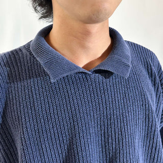 90's～00's "made in USA" sarah Arizona 襟付き ニット セーター(ネイビー)