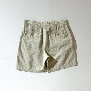 90's CLUB ROOM リネン×コットン チェック 2タック スラックス ショーツ