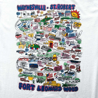 90's "made in USA" SCREEN STARS イラストマップ プリント Tシャツ