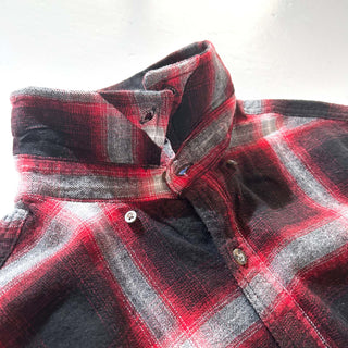 00's GEORGE コットン×レーヨン 比翼ボタンダウン オンブレ風  L/Sネルシャツ