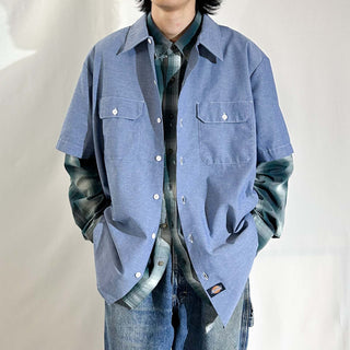 〜00's "made in USA" Dickies シャンブレー ワーク S/Sシャツ