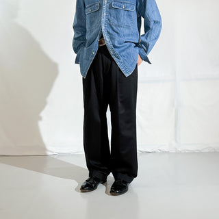 90's～00's AXIST ブラック 2タック ワイド チノ パンツ