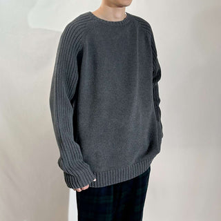 90's～ Timberland リブ編み 切替 ニット セーター