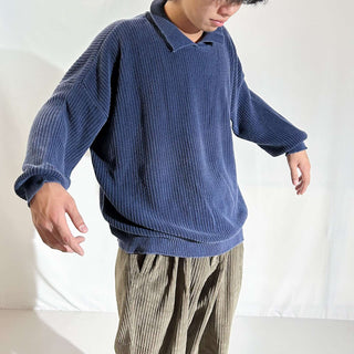 90's～00's "made in USA" sarah Arizona 襟付き ニット セーター(ネイビー)