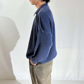 90's～00's "made in USA" sarah Arizona 襟付き ニット セーター(ネイビー)