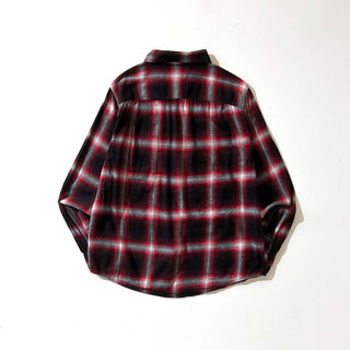 00's GEORGE コットン×レーヨン 比翼ボタンダウン オンブレ風  L/Sネルシャツ