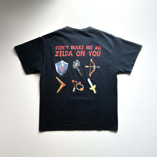 00's FRUIT OF THE LOOM "DON'T MAKE ME GO ZELDA ON YOU" キャラクター 両面プリント Tシャツ