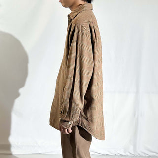 90's～ OLD RALPH LAUREN グレンチェック ワイドカラー L/Sネルシャツ