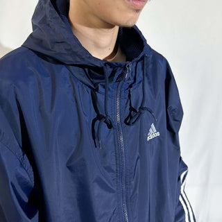 90's adidas フーディー フルジップ ナイロン ジャケット